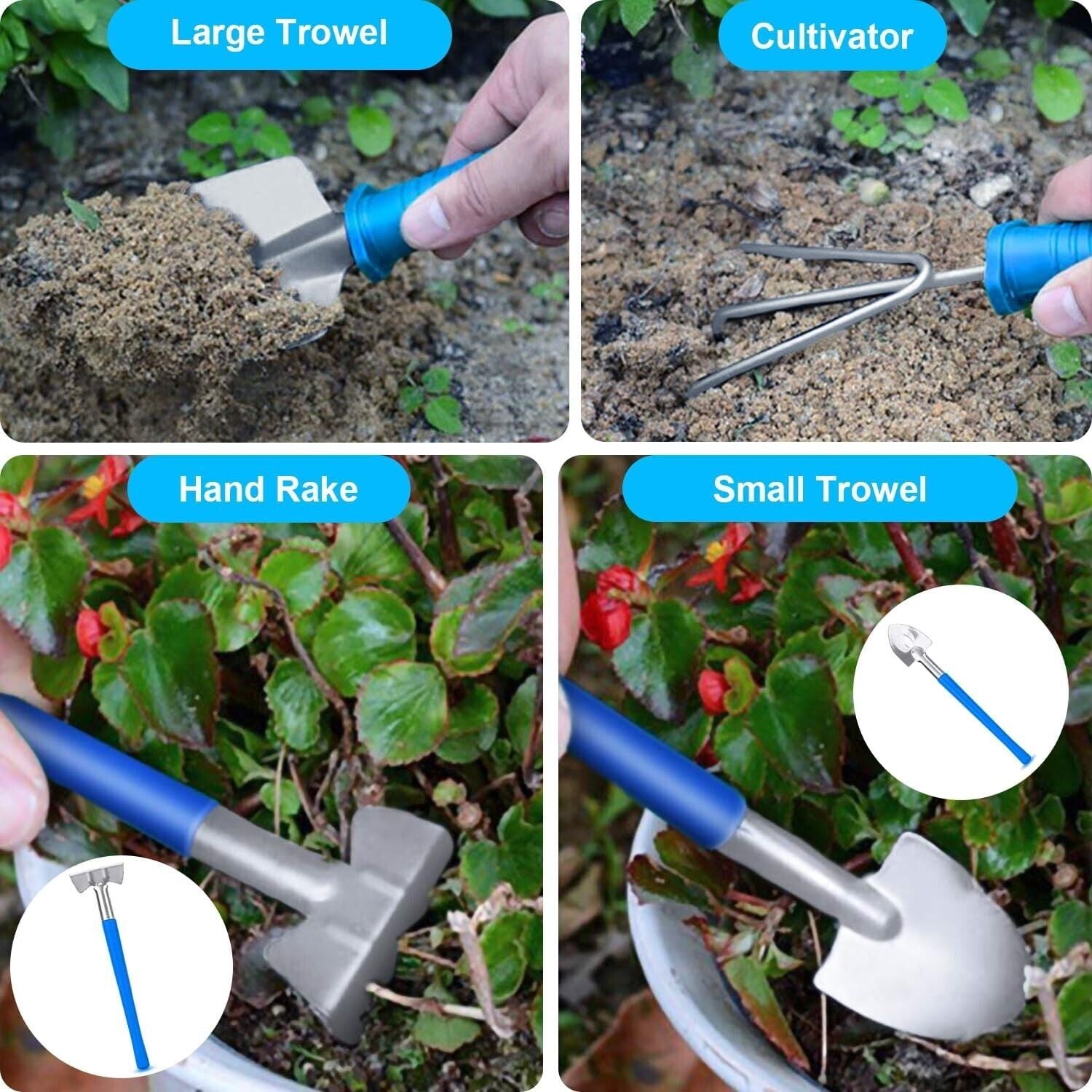 Set of 10 Gardening Tools Complete Garden Tool Kit for Indoors & Outdoors