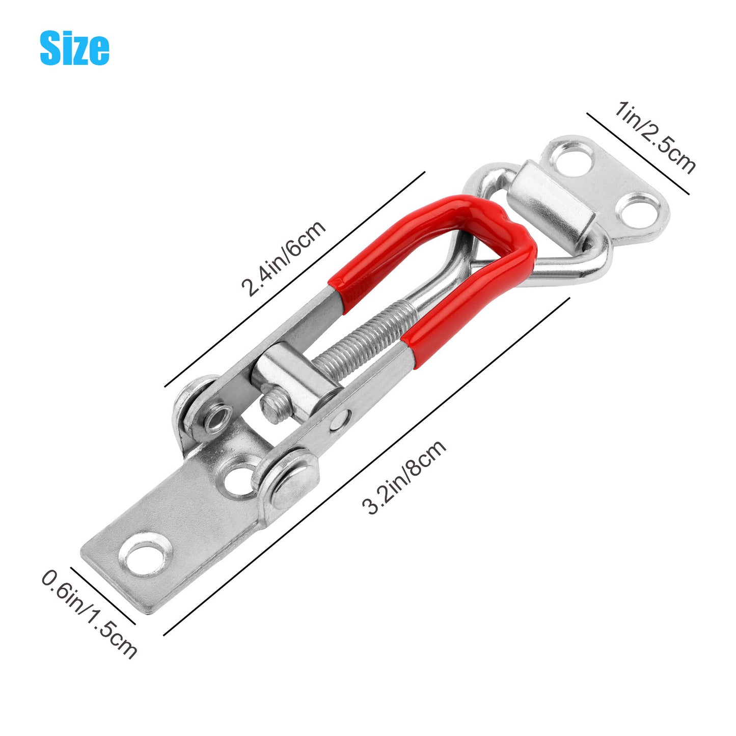 2PCS Heavy Duty Steel Toggle Latch Catches Adjustable Lock Clamp for Boxes Case