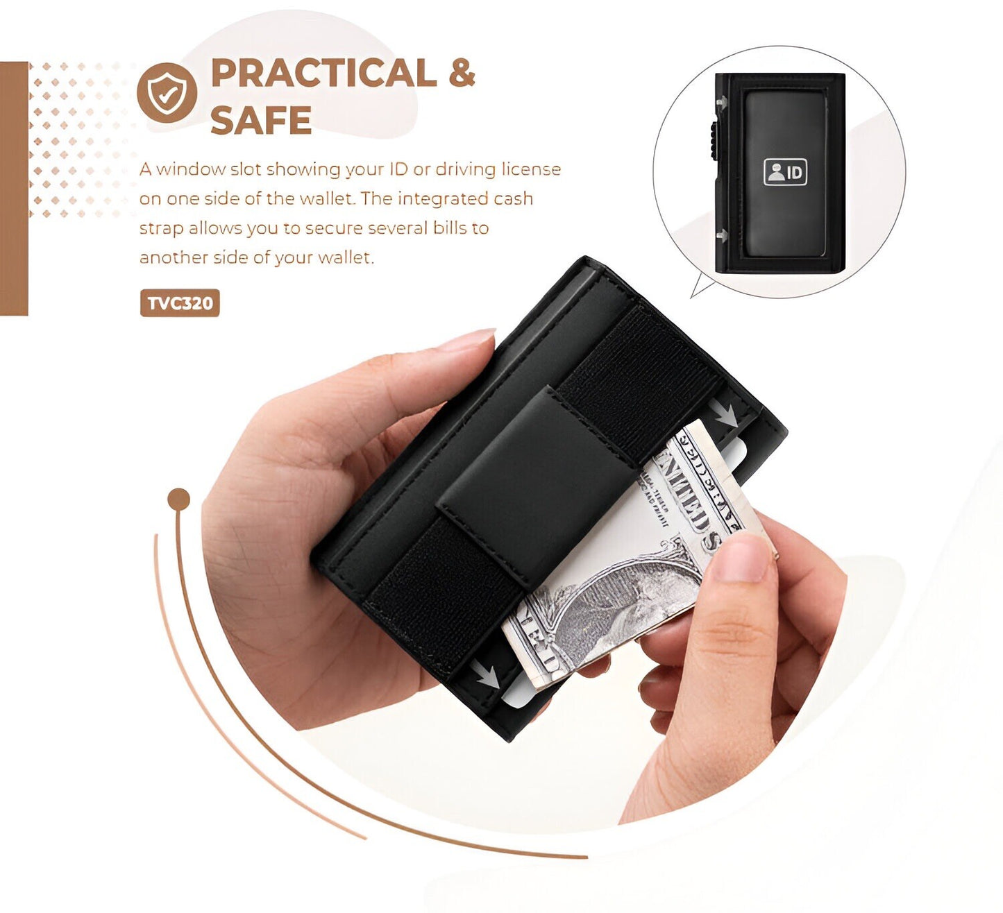 Men's Wallet Slim Genuine Leather Mens RFID Blocking Wallet Money Clip Card Holder