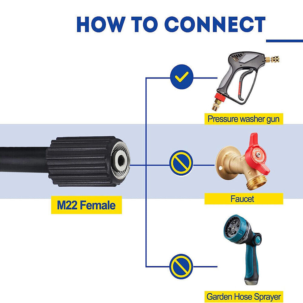 50FT High-Pressure Power Washer Hose – 5800 PSI M22 14mm Extension Replacement Hose for Pressure Washers