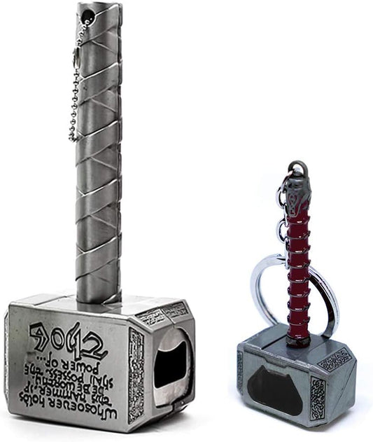 2-Pack Magnetic Hammer Shaped Beer Opener and Hammer Keychain Bottle Opener for Men, Husband, Dad, Grandpa, Boyfriend
