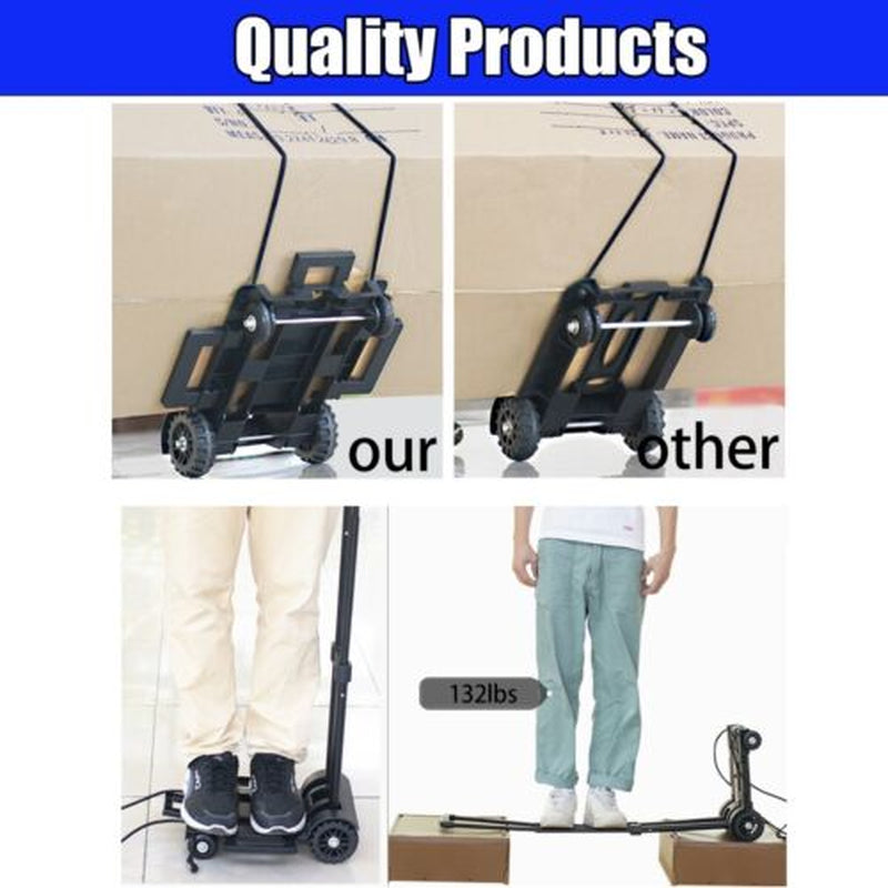Portable Aluminum Folding Hand Truck Dolly Two-Wheel Luggage Cart Max 70Lbs