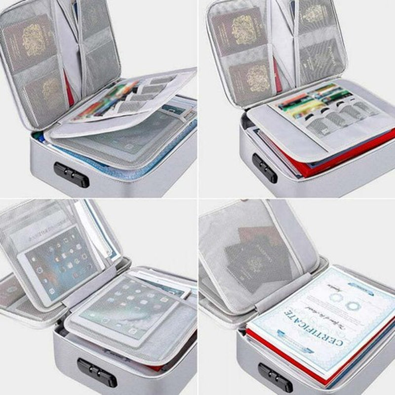 2000℉ Large Fireproof Document Box with Lock File Storage Waterproof Safe Bag