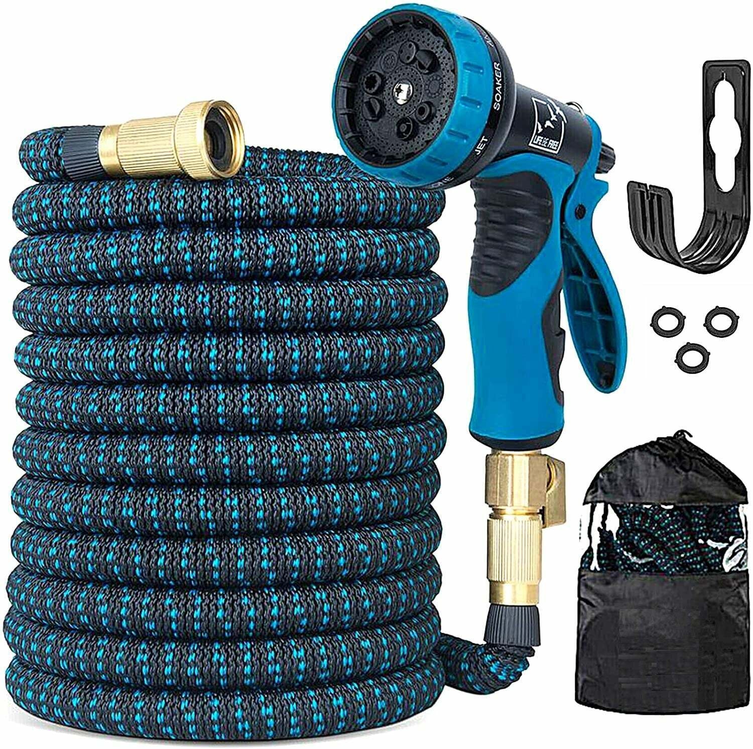 Expandable Flexible Garden Water Hose W Spray Nozzle 25, 50, 75, 100Ft