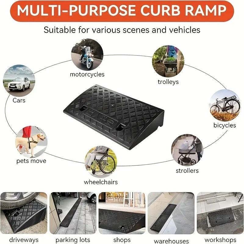 Heavy Duty Driveway Ramp Curb Ramp for Driveway  Tread & Threshold Portable Ramp