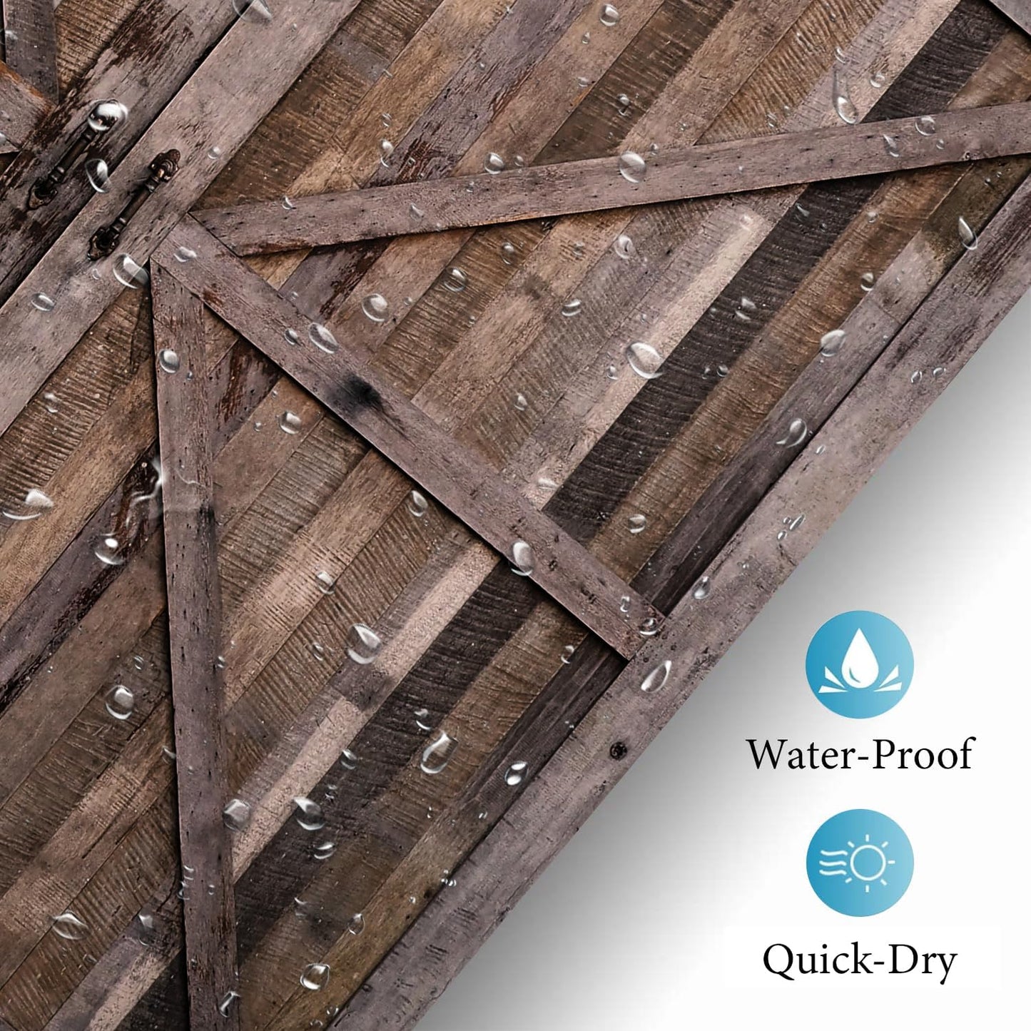 Rustic Wooden Barn Door Shower Curtains Waterproof Polyester Durable Cloth with Hooks,72x72