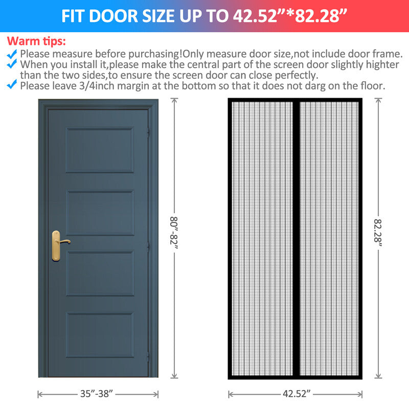 Magnetic Screen Door Mesh Curtain Heavy Duty Mosquito Net Bug Hands Free Closer