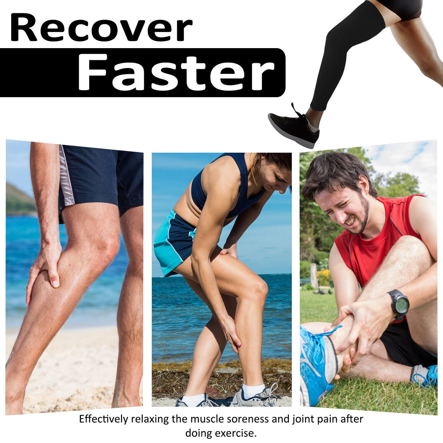 Leg Brace Knee Thigh High Compression Sleeve Socks Stockings 