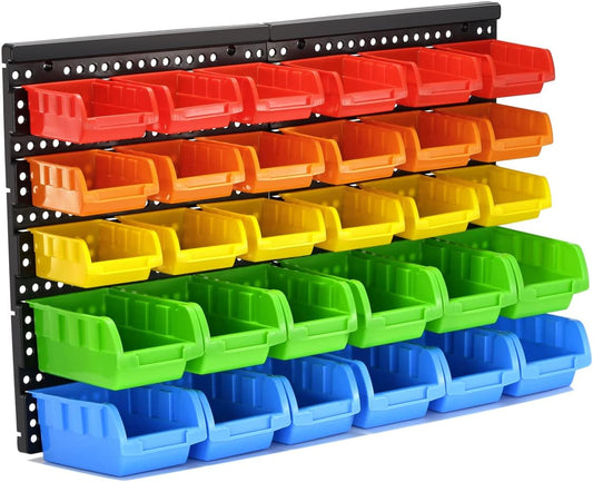 5 Colors Wall Mounted Storage Bins Tool Organizer Bins Parts Rack 0-Bin Organizer Shop Storage Rack