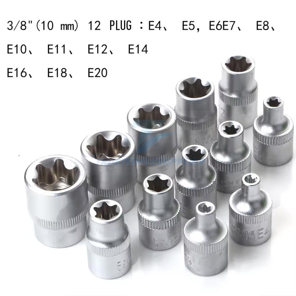 NEW 34Pcs Torx Star Sockets & Bit Set Male Female E-Torx Security Bits 3/8 Drive