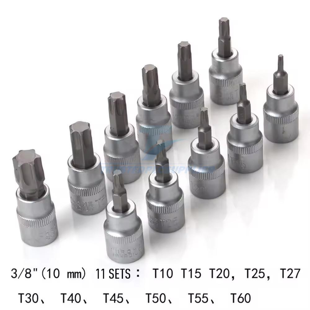 NEW 34Pcs Torx Star Sockets & Bit Set Male Female E-Torx Security Bits 3/8 Drive