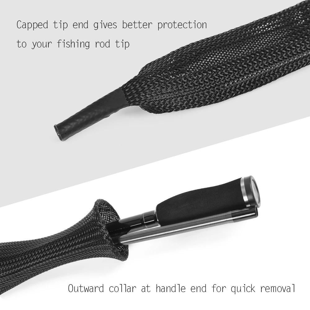 10 PCS Fishing Rod Sock Mesh Covers Braided Pole Protector Sleeve Fish Tool USA