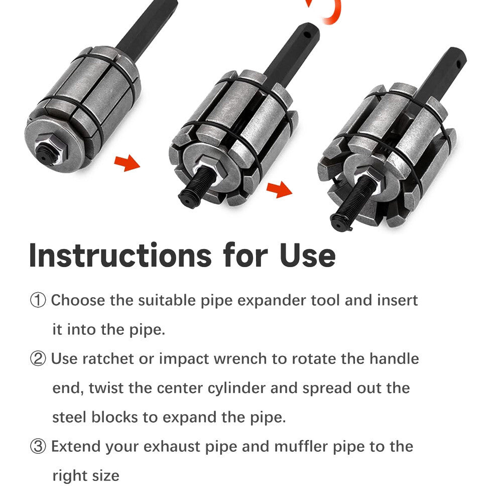 3-Piece Tail Pipe Expander Set – High Strength Steel Exhaust Pipe Expander Kit with Storage Case