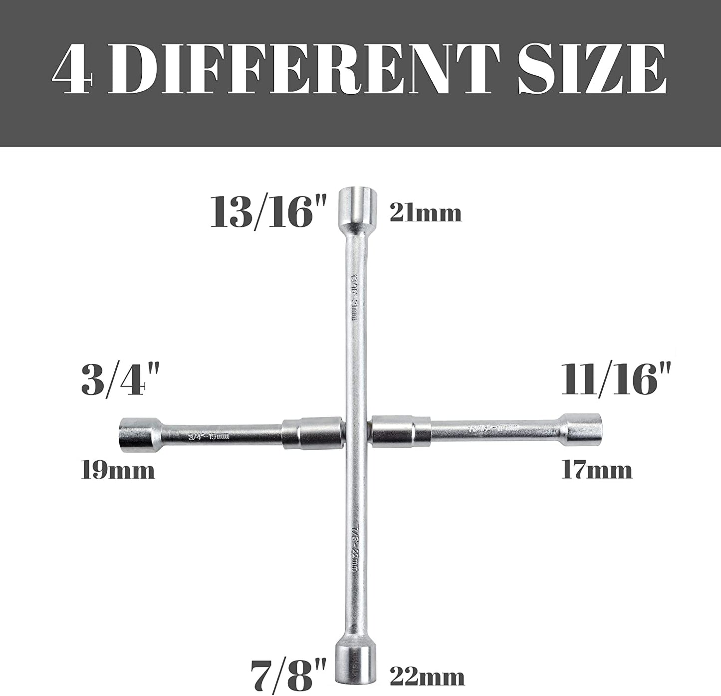  Heavy Duty Folding Lug Wrench 14 Inch Universal 4 Way Tire Iron Wrench