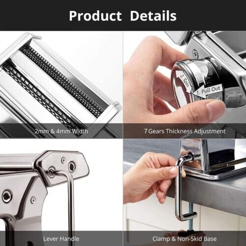 Homemade Pasta Maker Roller – Heavy-Duty Stainless Steel Machine for Spaghetti, Fettuccine & More