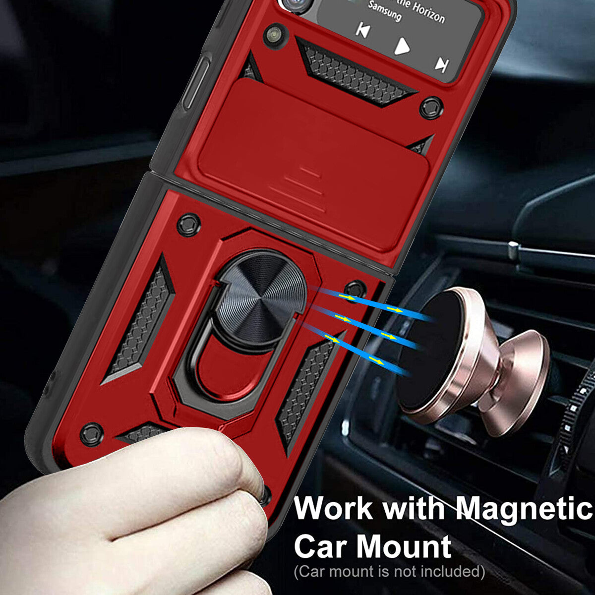 Shockproof Case For Samsung Galaxy Z Flip6 Flip5 4 Case Shockproof Stand Slide Camera Ring Cover