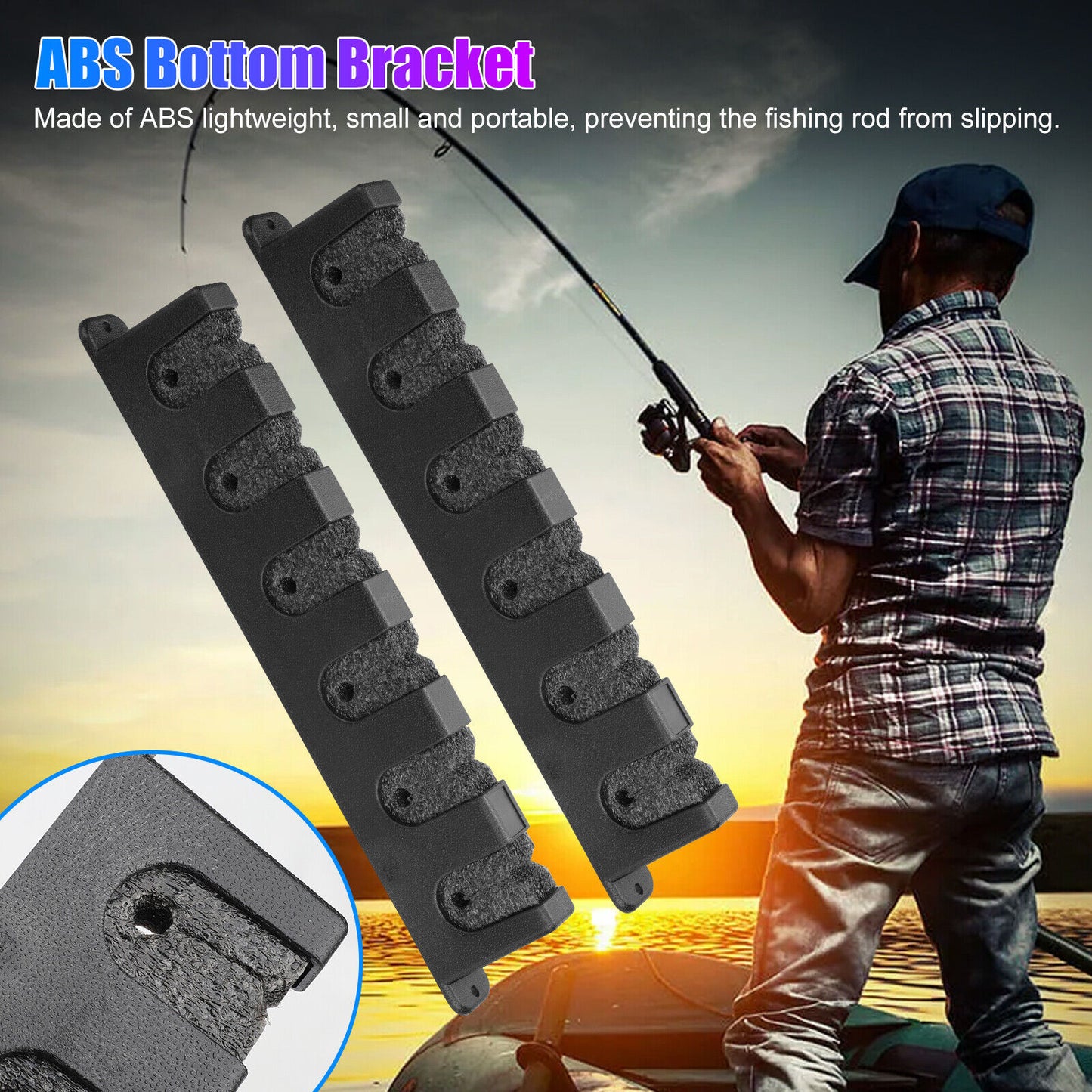 Horizontal Boat Fishing 6 Rod Rack Wall Mount Vertical Holder Pole Stand Storage