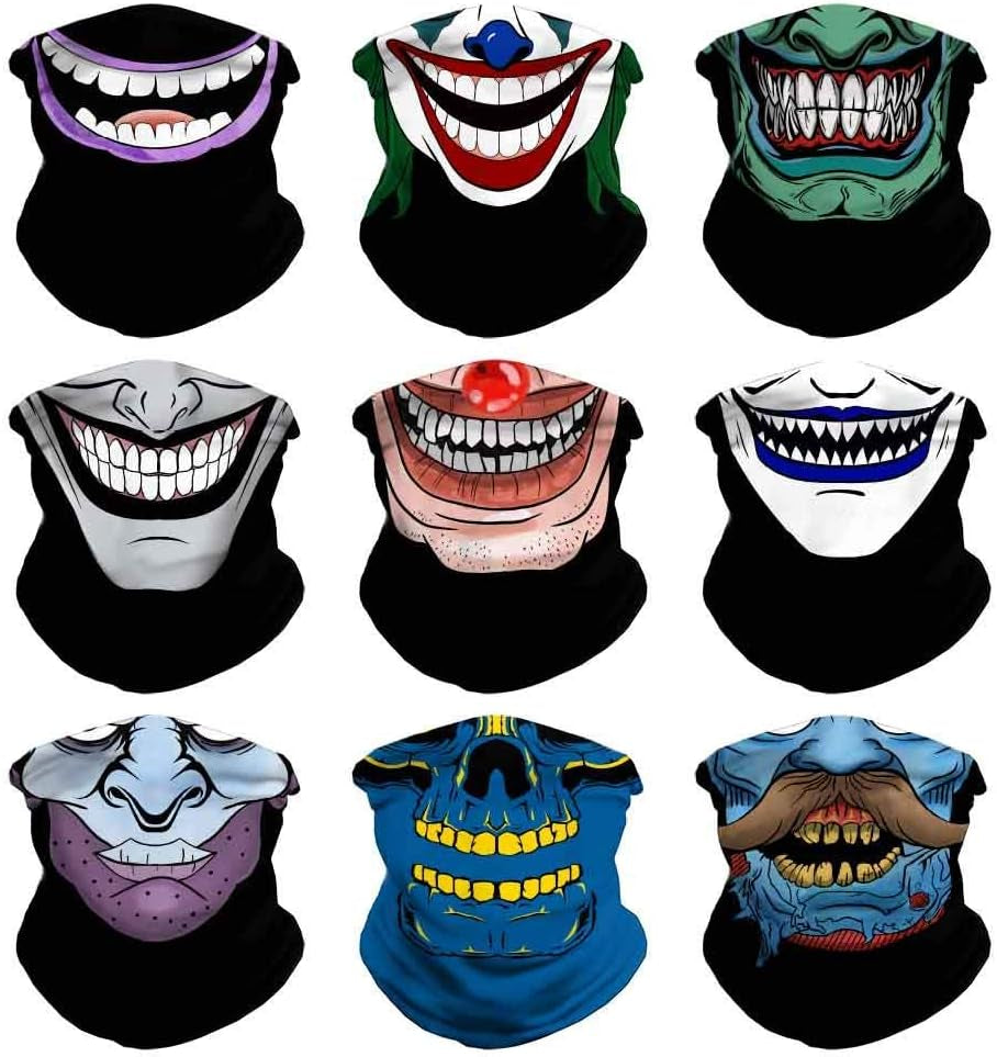 9pcs Headwear Bandana Head Wrap Face Scarf Mask Neck Warmer Balaclava for Sports