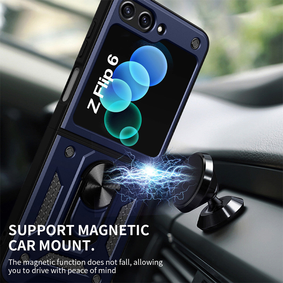 Shockproof Case For Samsung Galaxy Z Flip6 Flip5 4 Case Shockproof Stand Slide Camera Ring Cover