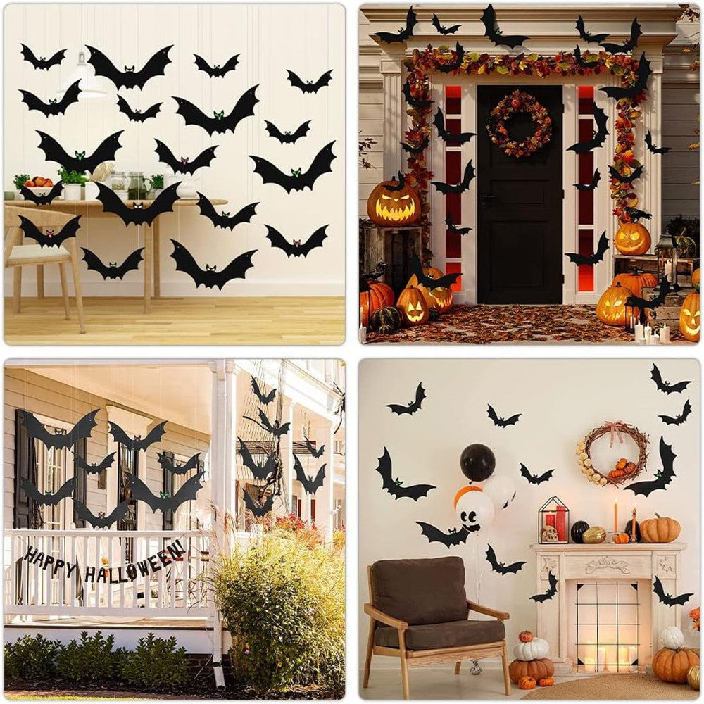 18Pcs Hanging Bats for Halloween Decoration Outdoor Large Scary Flying Bat Decor