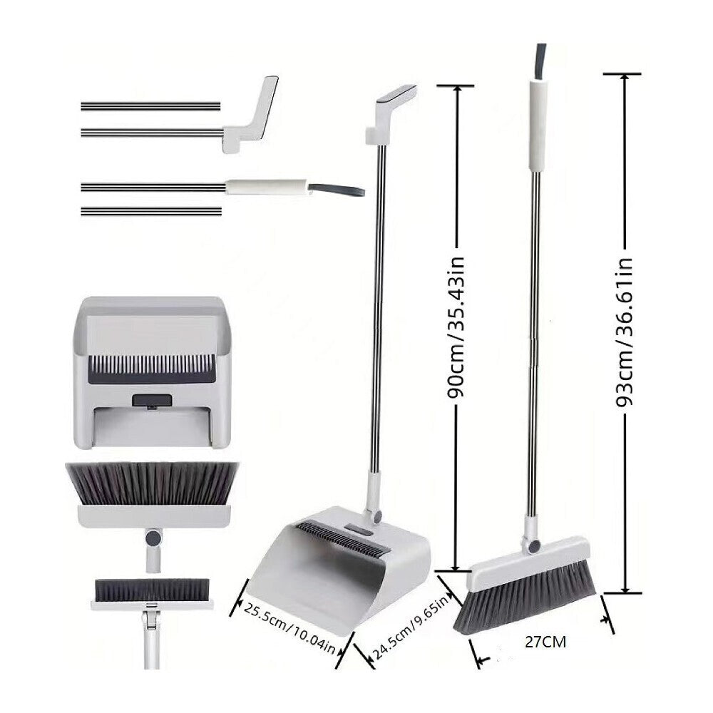  3 in 1 Broom and Dustpan Set Lightweight Upright Lobby Broom and Dust Pan Combo