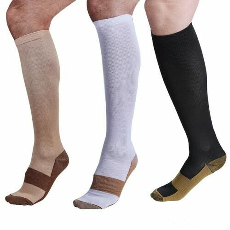 (3 Pairs) Copper Infused Compression Socks 20-30Mmhg Graduated Mens Womens S-XXL