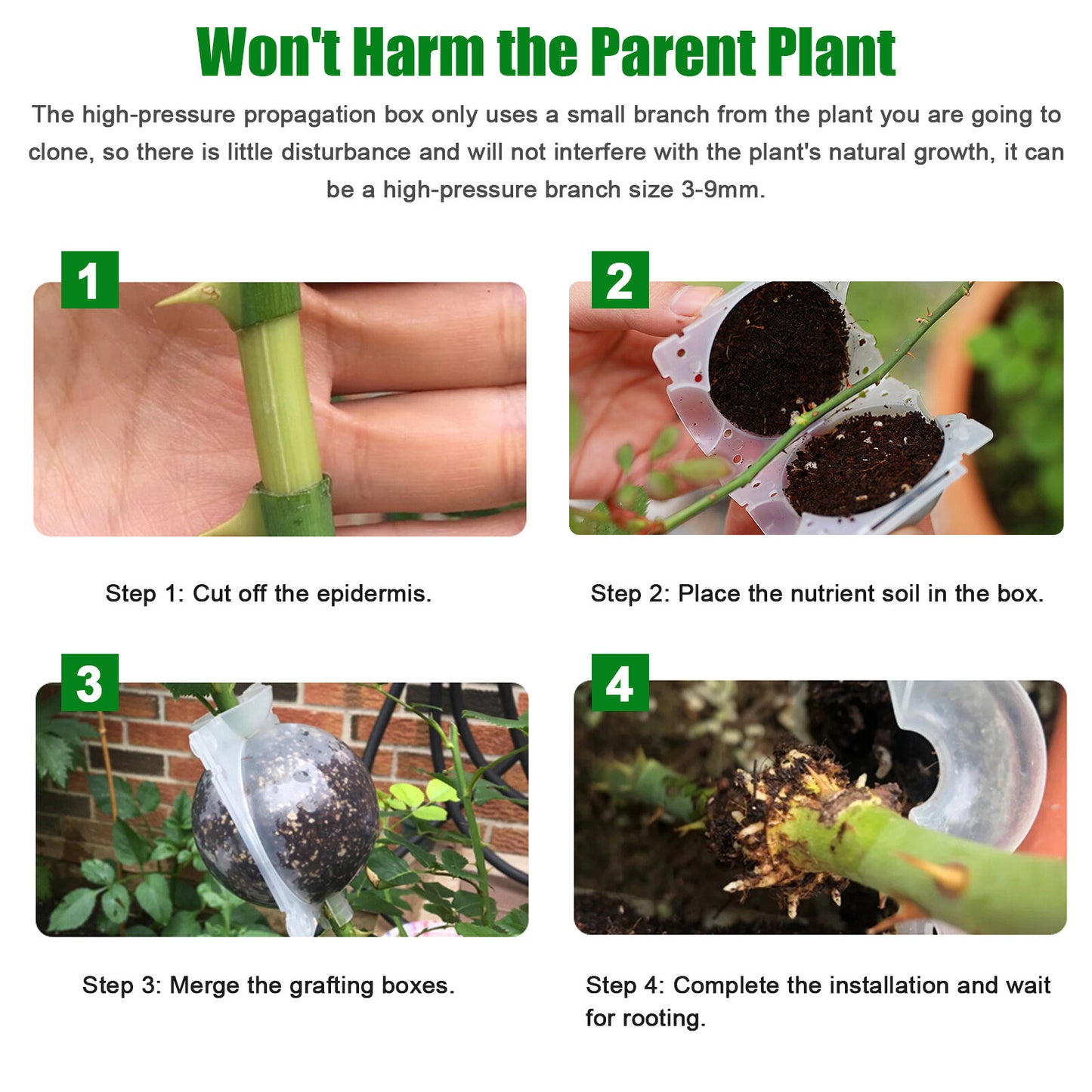 10PCS Reusable Plant Root Growing Box Air Layering Pods High Pressure Grafting Box