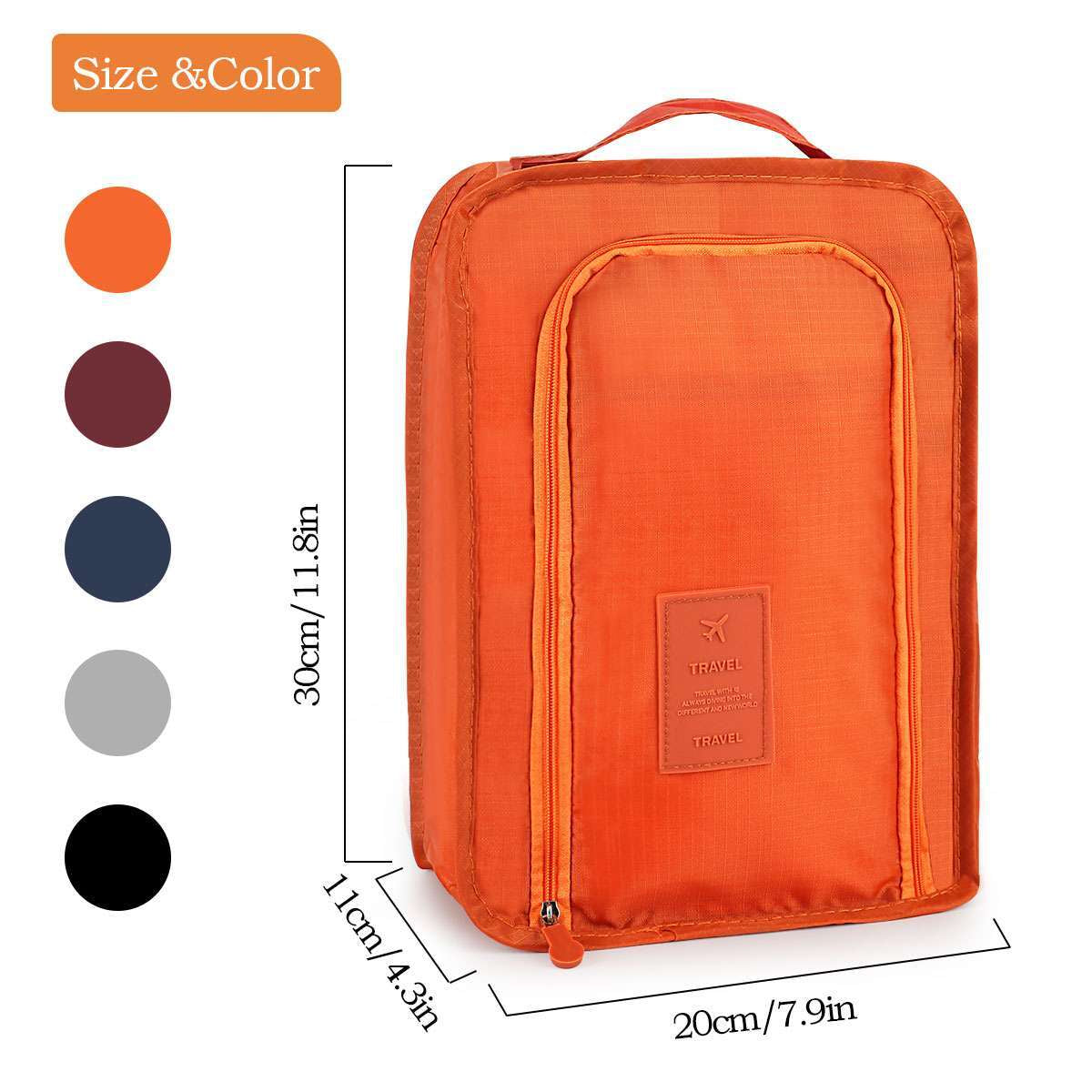 Golf Shoes Bag Zipped Sports Bag Shoe Carrying Case Breathable W/ Top-Handle
