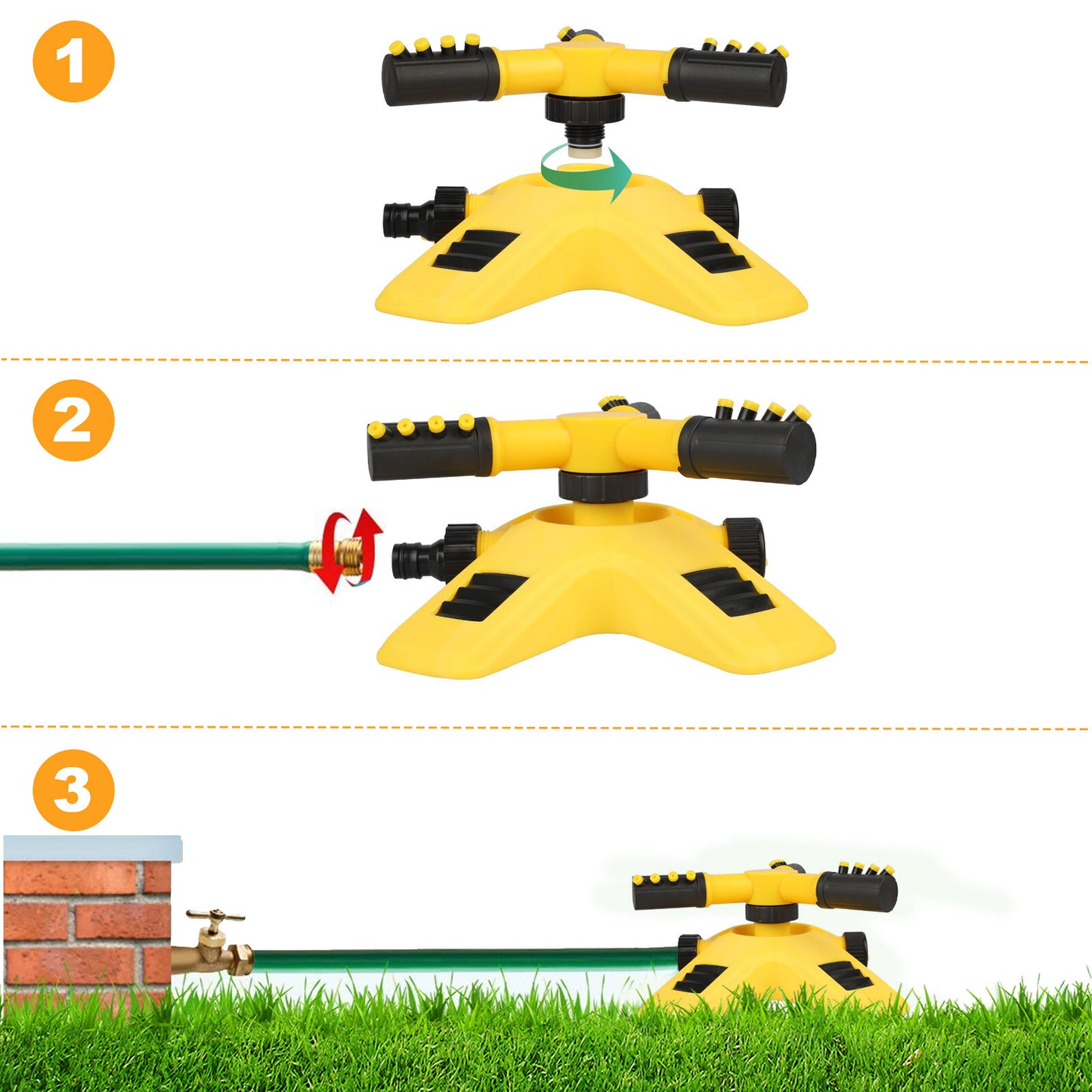 360° Automatic Rotating Lawn Sprinkler – 2 Spray Modes, Wide Coverage, Garden & Lawn Irrigation
