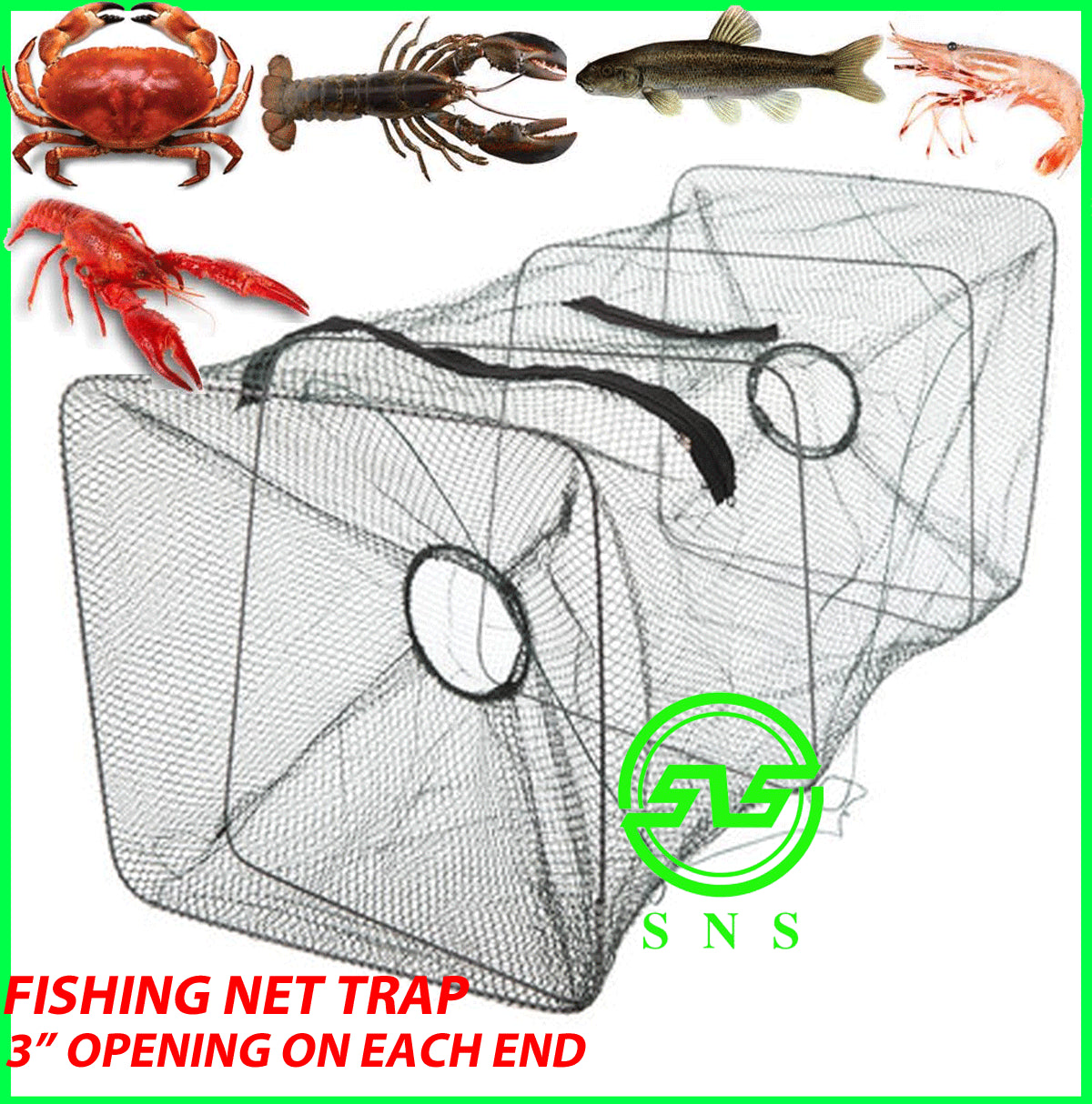 Fishing Bait Trap Fish Net Cast Dip Cage Crab Minnow Crawdad Shrimp Foldable