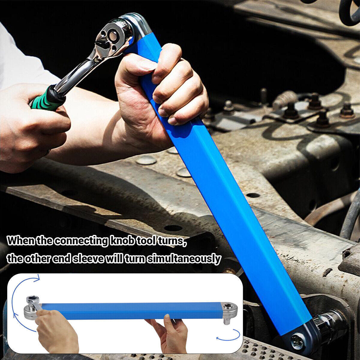 Offset Extension Wrench Set Ratchet Spanner Wrench with Extender Adapter Fast
