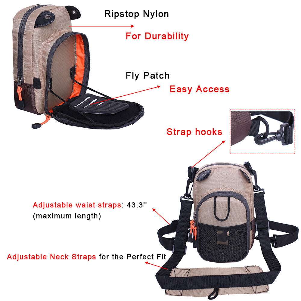 Tackle Bag Chest Bag Outdoor Sports Waist Pack for Fly Fishing