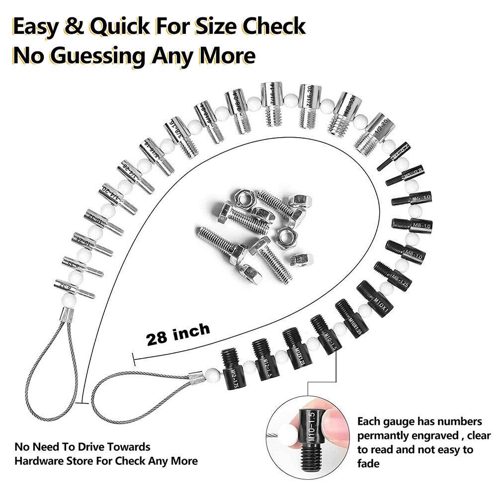 Nut and Bolt Thread Checker (Inch & Metric)- 26 Male/Female -14 Inch & 12 Metric