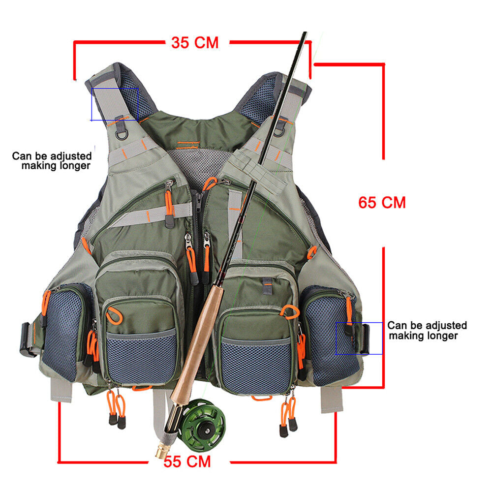 Fly Fishing Mesh Vest General Size Adjustable Mutil-Pocket Breathable Vest