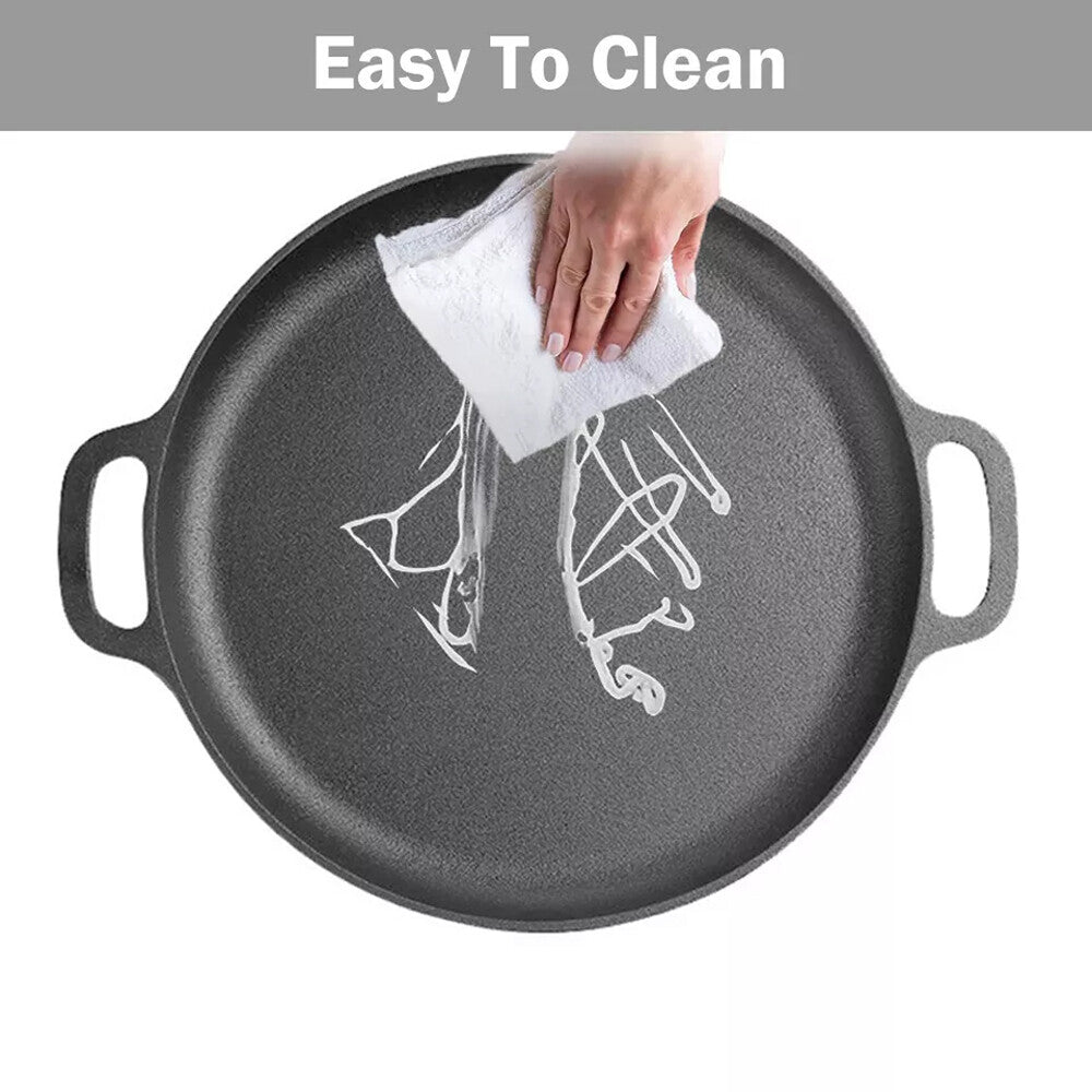 11'' Cast Iron Pizza Pan Kit Skillet Kitchen Cookware Frying Baking Cooking US