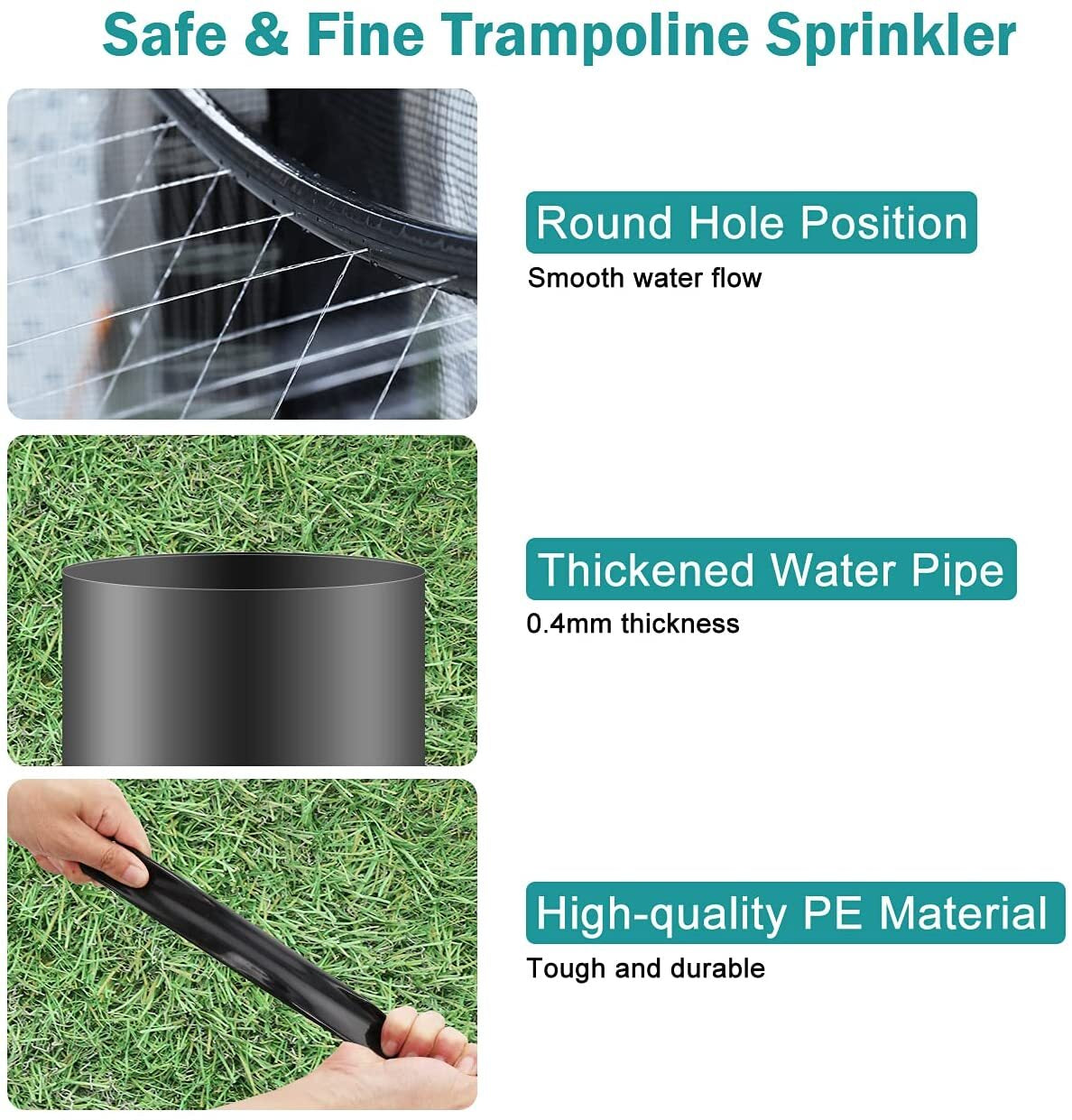 Trampoline Sprinkler Trampoline Water Sprinkler for Kids, 39.3FT Outdoor Water