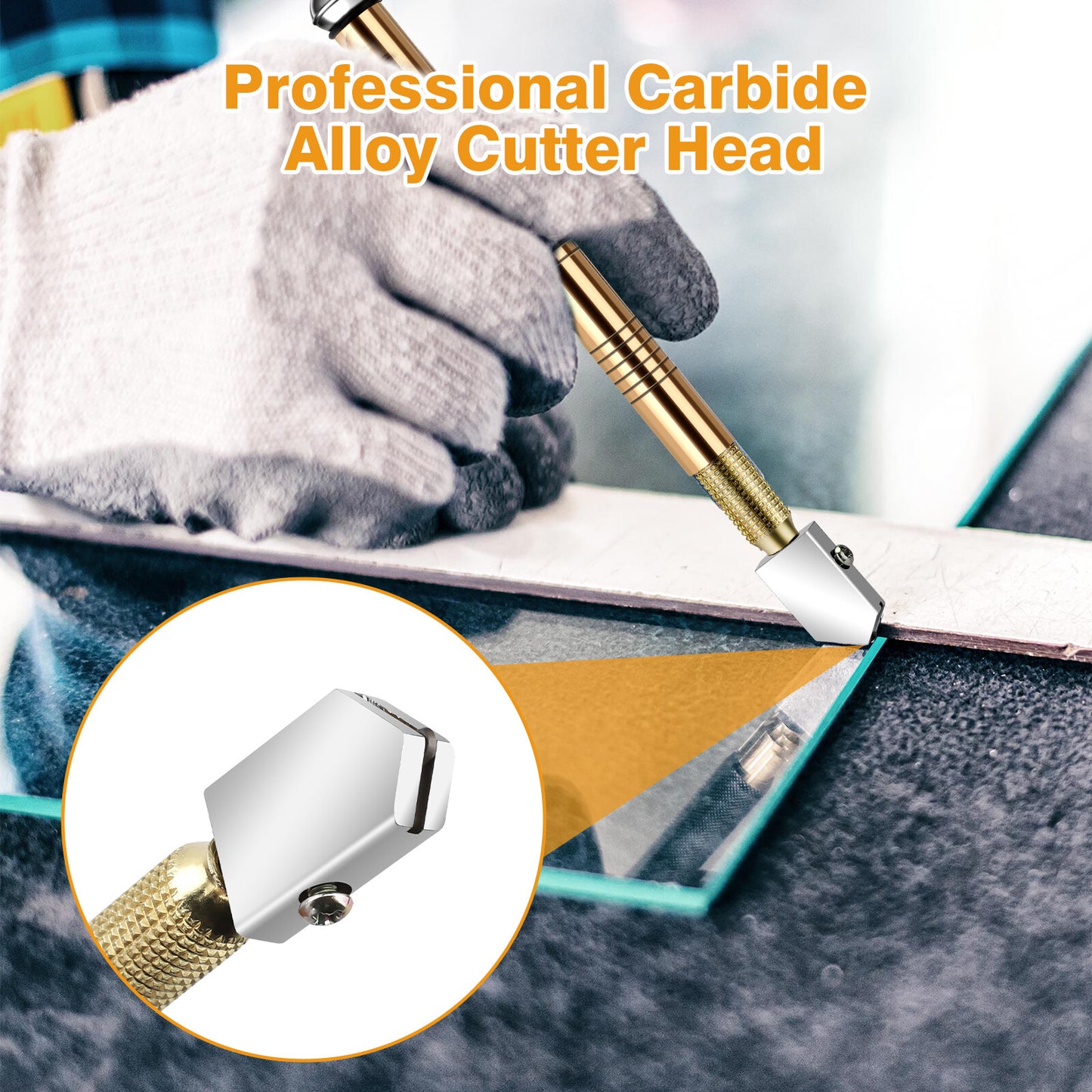 2Pcs Professional Glass Cutter Metal Carbide Precision Anti-Skid Cutting Tools