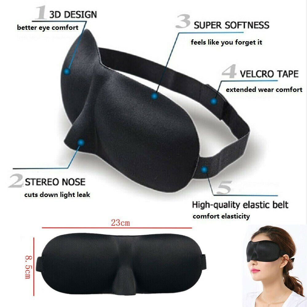 NEW 3D Sleeping Eye Mask for Men Women Soft Pad Blindfold Cover Travel Sleep USA