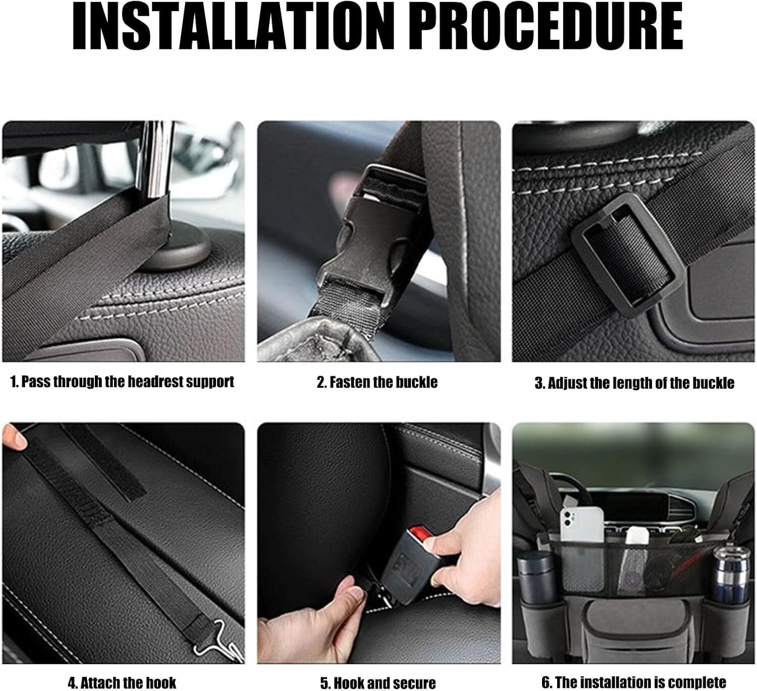 Back Seat Organizer Interior Accessories Car Storage Bag Leather Multi-Pocket