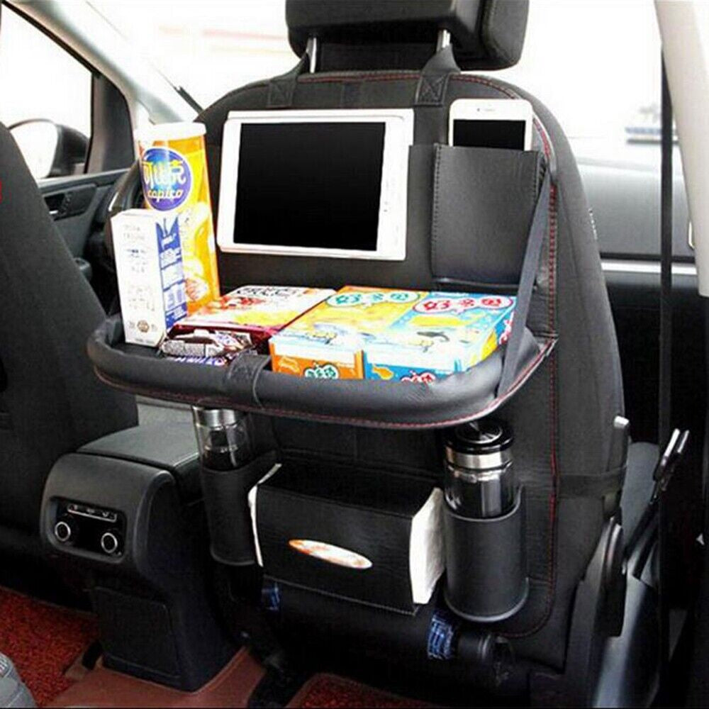 Car Seat Back Organizer Storage Holder Leather Tray Shelf Pocket Dining Table