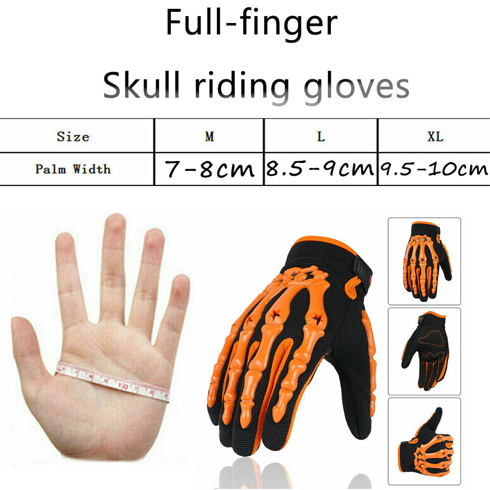 Motorcycle Racing Gloves Sport Cycling Skull Bone Skeleton Full Finger Gloves US