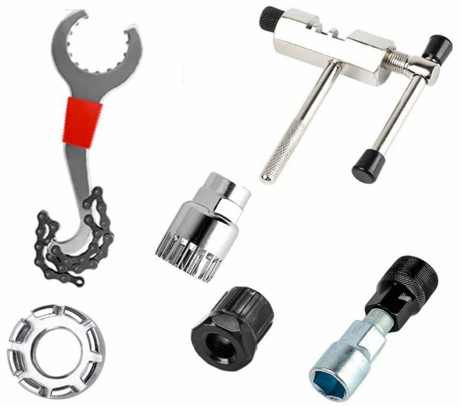 Bike Repair Tool 6 PCS Kit Crank Chain Cutter Extractor Bracket Freewheel Puller