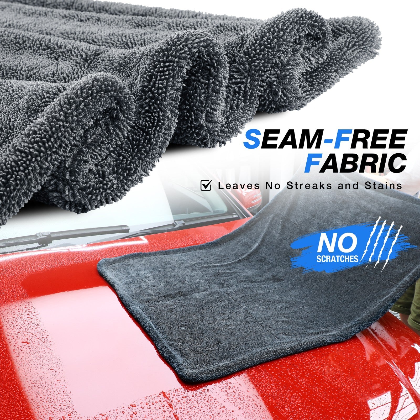  Water Absorbing Car Wash Microfiber Drying Towel Twisted Loop 1500GSM 24 X 36"