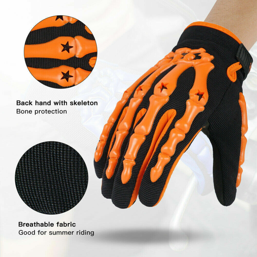 Motorcycle Racing Gloves Sport Cycling Skull Bone Skeleton Full Finger Gloves US
