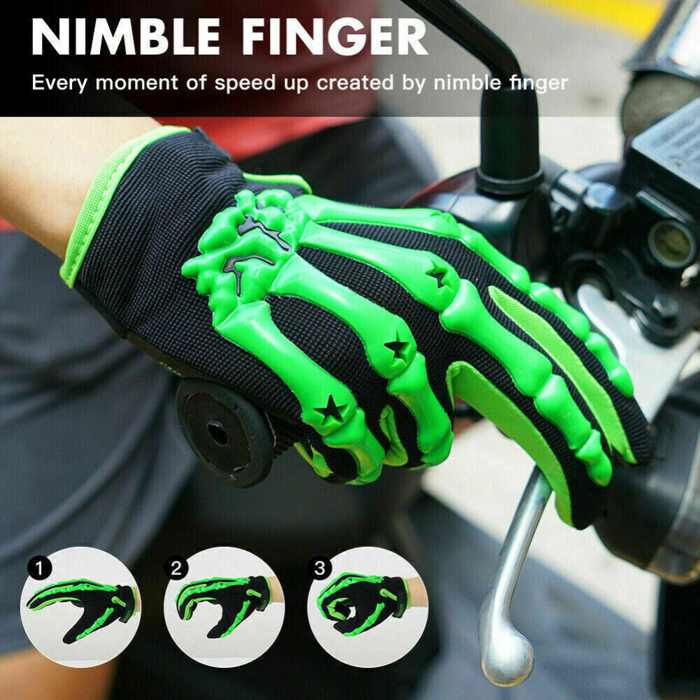 Motorcycle Racing Gloves Sport Cycling Skull Bone Skeleton Full Finger Gloves US