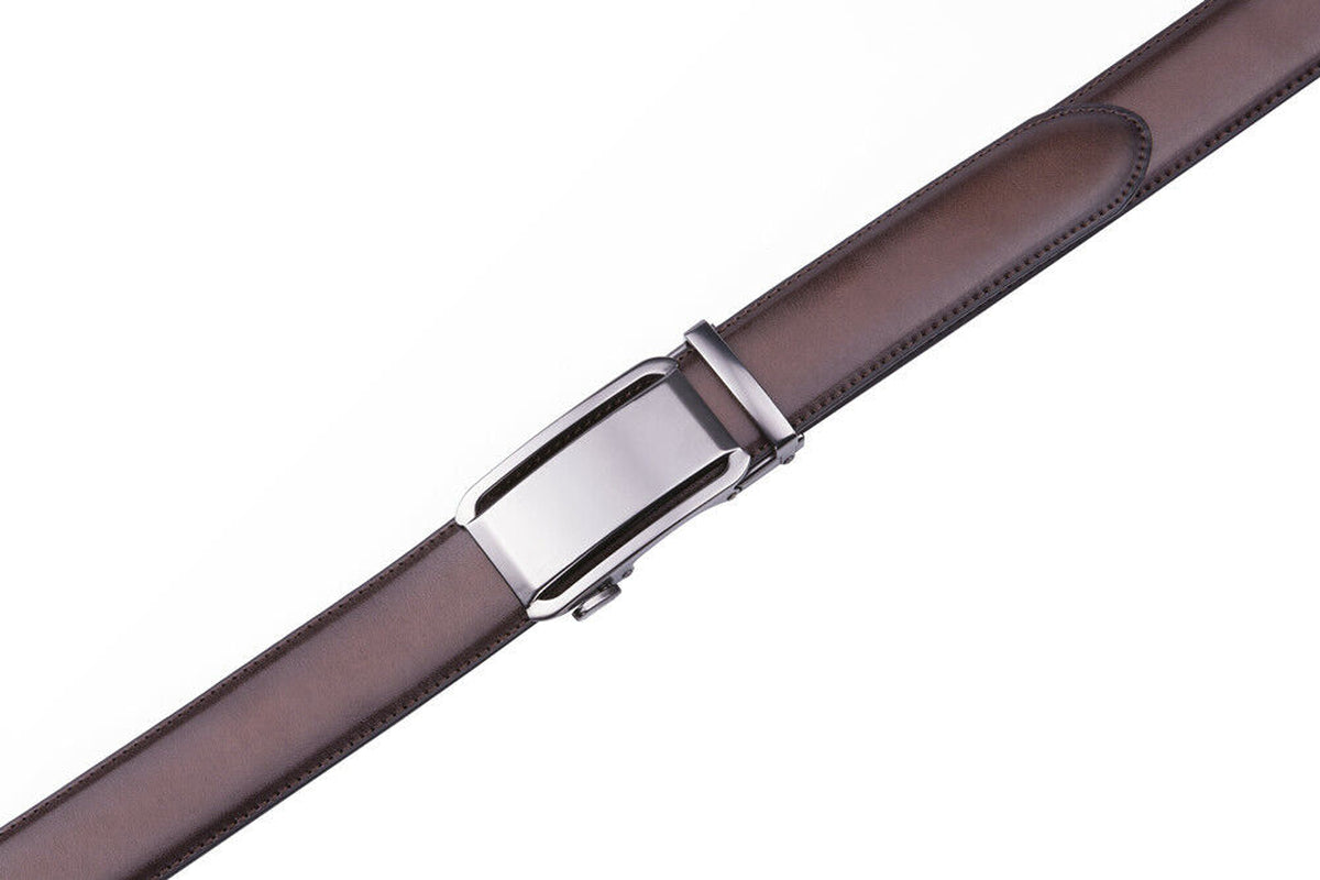 Men's Belt Men's Leather Ratchet Belt with Automatic Buckle