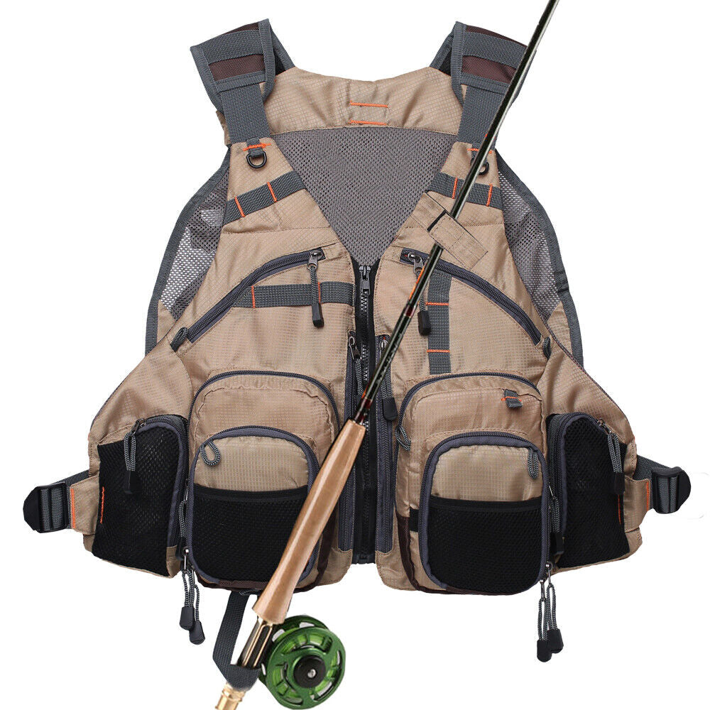 Fly Fishing Mesh Vest General Size Adjustable Mutil-Pocket Breathable Vest