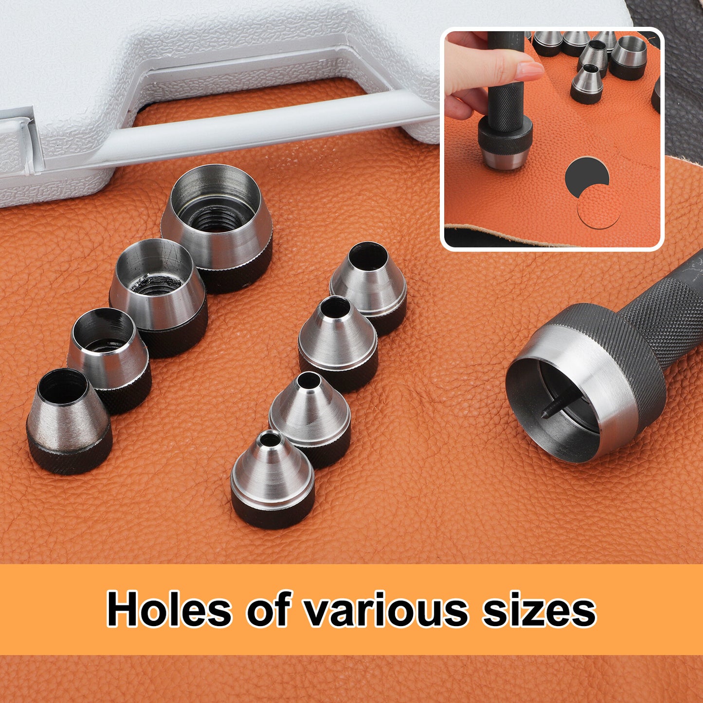 11Pcs Replaceable Leather Hole Punch Kit for DIY Crafting, Leather, and Gaskets