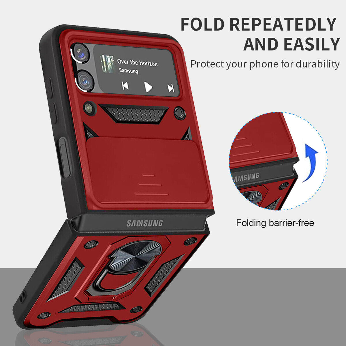 Shockproof Case For Samsung Galaxy Z Flip6 Flip5 4 Case Shockproof Stand Slide Camera Ring Cover