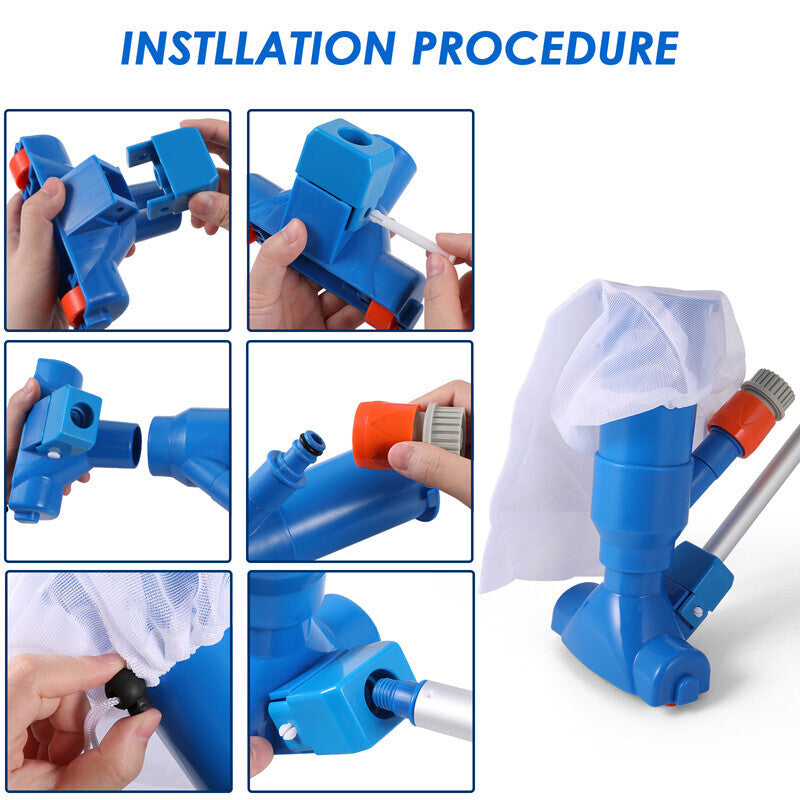 Handheld Vacuum Swimming Pool Cleaner 5Section Pole Ground Spa Pond Cleaner Kit